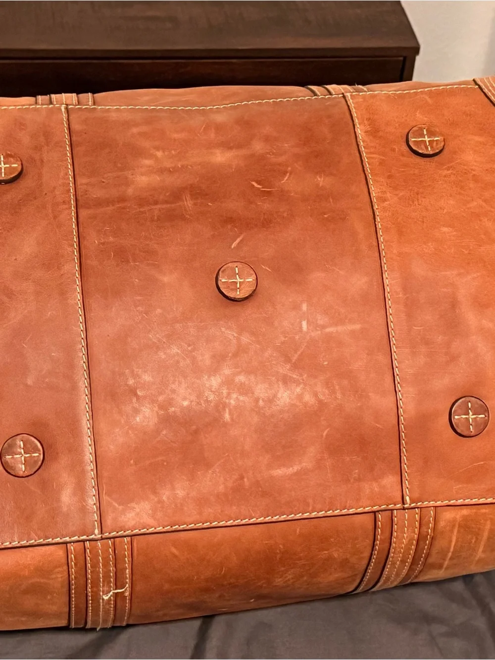 Tommy Bahama Tan/Brown Leather Travel Duffel